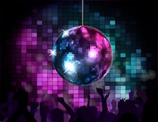 Disco ball in party atmosphere